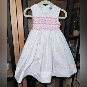 Sarah Louise hand smocked rosettes embroidered dress heirloom baby girl bow